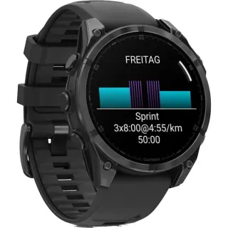 Garmin fēnix 8 - 47 mm, AMOLED, Smartwatch (Schwarz/Schiefergrau, Silikon-Armband, Edelstahl)