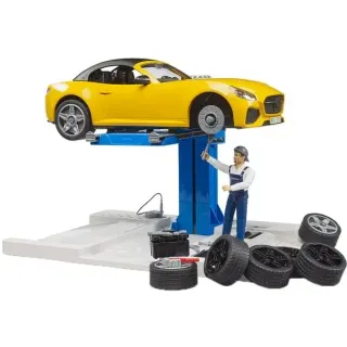 bruder 62112 bworld PKW Service Center + bruder Roadster, Spielfahrzeug