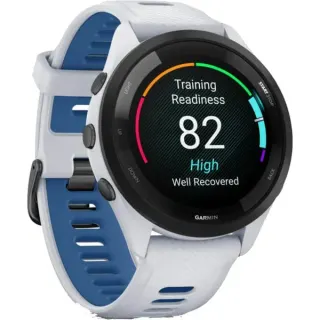 Garmin Forerunner 265, Smartwatch (weiß/dunkelblau, 46 mm, Silikon-Armband)