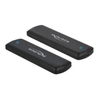 DeLOCK Externes USB Type-C Combo Gehäuse für M.2 NVMe PCIe oder SATA SSD, Laufwerksgehäuse (schwarz, werkzeugfrei)