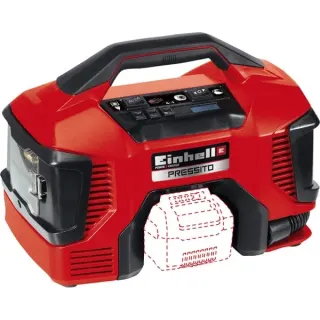 EINHELL Power X-Change Hybrid-Kompressor PRESSITO, 18Volt / 220Volt (rot/schwarz, ohne Akku und Ladegerät)