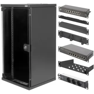 Digitus 25,4 cm (10") Set 3 B 12HE, IT-Schrank (schwarz, 12 Höheneinheiten)