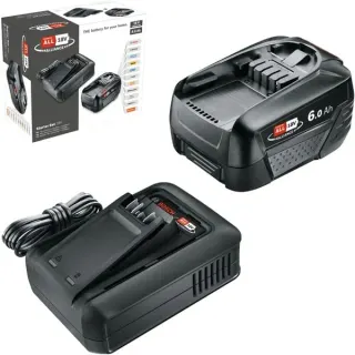 Bosch Heimwerken & Garten Akku Starter-Set 18V 1x 6,0Ah + Schnellladegerät AL 18V-44 (schwarz, Li-Ionen Akku 6,0Ah, POWER FOR ALL ALLIANCE)