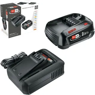 Bosch Heimwerken & Garten Akku Starter-Set 18V 1x 2,5Ah + Schnellladegerät AL 18V-44 (schwarz, Li-Ionen Akku 2,5Ah, POWER FOR ALL ALLIANCE)