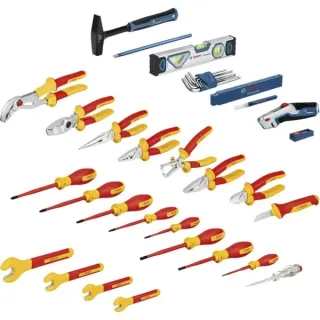 Bosch Professional VDE-Elektrikerkoffer, 37-teilig, Werkzeug-Set (rot/gelb, L-BOXX 136)