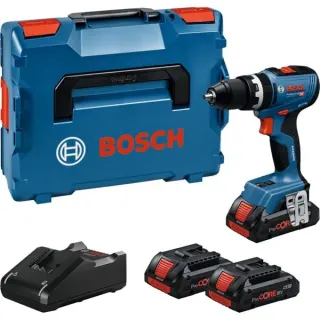 Bosch Professional Akku-Schlagbohrschrauber GSB 18V-65 Professional, 18Volt (blau, 2x Li-Ion Akku ProCORE18V 4,0Ah, in L-BOXX)