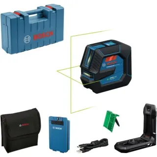 Bosch Professional Linienlaser GLL 20-22 G Professional (blau/schwarz, Li-Ion-Akku 3,0Ah, grüne Laserlinien, inkl. Universalhalter LB 10, Koffer)