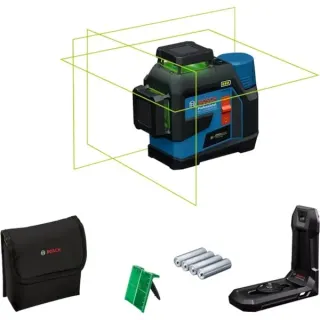 Bosch Professional Akku-Linienlaser GLL 12V-100-33 CG Professional (blau/schwarz, grüne Laserlinien, inkl. Universalhalter LB 10)