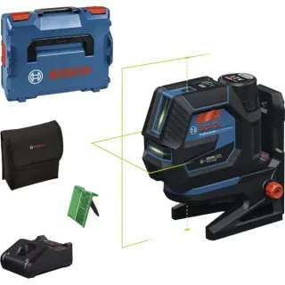 Bosch Professional Akku-Kombilaser GCL 12V-50-22 CG Professional, Kreuzlinienlaser (blau/schwarz, Li-Ionen-Akku 2,0 Ah, grüne Laserlinien und Lotpunkte, inkl. Drehhalterung RM 20, in L-BOXX)