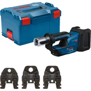 Bosch Professional Akku-Presswerkzeug GPT 18V-19 Professional solo, 18Volt, Kit SV, Pressmaschine (blau, ohne Akku und Ladegerät, 3 Pressbacken Compact SV, in L-BOXX)