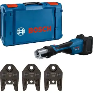 Bosch Professional Akku-Presswerkzeug GPT 18V-32 Professional solo, 18Volt, Kit TH, Pressmaschine (blau, ohne Akku und Ladegerät, 3 Pressbacken Standard TH, in L-BOXX)