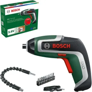 Bosch Heimwerken & Garten Akkuschrauber IXO 7 Flexi-Set 3,6Volt (grün/schwarz, Li-Ionen Akku 2,0Ah, flexible Verlängerung 30cm)