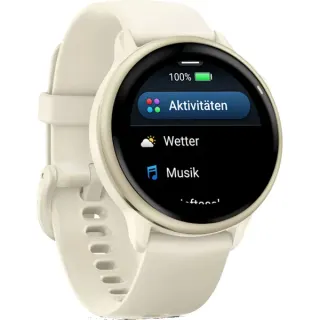Garmin vívoactive 6, Smartwatch (bone/lunargold, 42 mm, Silikon-Armband)