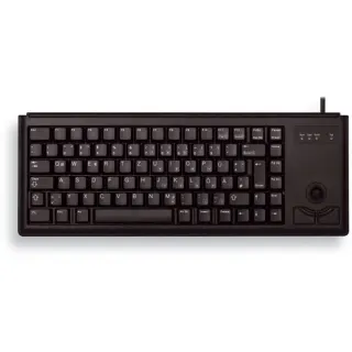 CHERRY Slim Line G84-4400, Tastatur (schwarz, DE-Layout, Cherry Mechanisch, integr. Trackball)