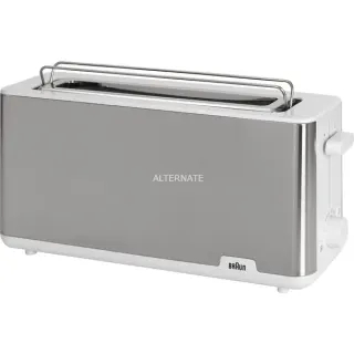 Braun Langschlitz-Toaster PurShine HT 1610 WH (edelstahl/weiß, 1.030 Watt, für 2 Scheiben Toast)