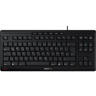 CHERRY STREAM KEYBOARD TKL, Tastatur (schwarz, EU-Layout (QWERTY), Cherry SX-Scherentechnologie)