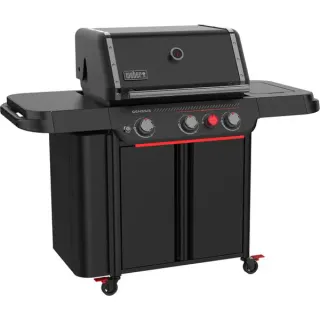 Weber Gasgrill Genesis E-330WR, Stealth-Edition (schwarz/rot, 19 kW, mit Sear Zone und Drehspieß, Modell 2025)