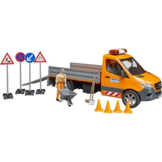 bruder 02677 MB Sprinter Kommunal mit Light & Sound Modul, Modellfahrzeug (orange, Inkl. Fahrer und Zubehör)