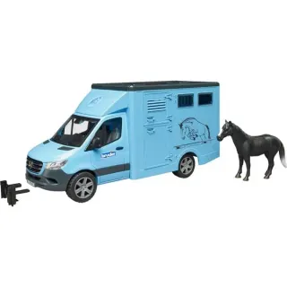 bruder 02674 MB Sprinter Tiertransporter mit Pferd, Modellfahrzeug (blau)