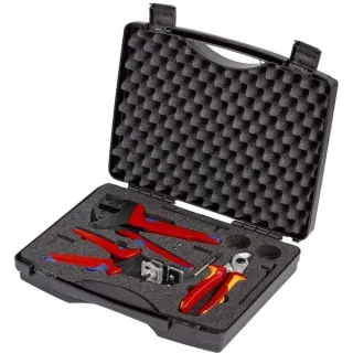 KNIPEX Werkzeugkoffer für Photovoltaik, 3-teilig, Werkzeug-Set (schwarz, für kleinere Abisolierwerte)