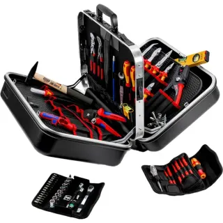 KNIPEX Werkzeugkoffer "BIG Twin Move" Elektro, 63-teilig, Werkzeug-Set (schwarz, mit Werkzeug-Sortiment für Elektriker)