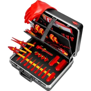 KNIPEX Werkzeugkoffer "Basic" E-Mobilität, 34-teilig, Werkzeug-Set (schwarz, mit Werkzeug-Sortiment für E-Fahrzeuge)