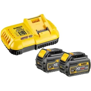 DEWALT XR FLEXVOLT Akku Starterkit DCB118T2, inkl. 2x Akku 54Volt 2Ah, Set (gelb/schwarz, 54Volt 2Ah oder 18Volt 6Ah, Schnellladegerät DCB118)