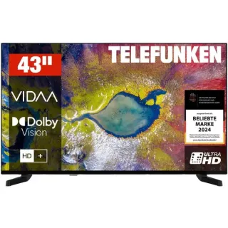 Telefunken D43U790B2CW, LED-Fernseher (108 cm (43 Zoll), schwarz, UltraHD/4K, Triple-Tuner, SmartTV, VIDAA-Betriebssystem)