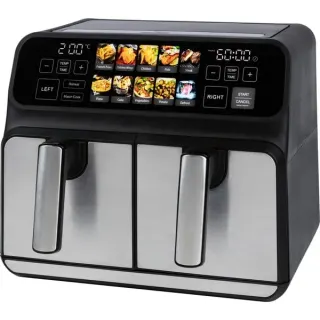 ProfiCook Doppel-Heißluftfritteuse PC-FR 1287 H (edelstahl/schwarz, 2.200 Watt, 2 Körbe je 4 Liter)