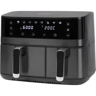 ProfiCook Doppel-Heißluftfritteuse PC-FR 1295 H (edelstahl (dunkel)/schwarz, 2.700 Watt, 2 Körbe 5,5 + 3,5 Liter)