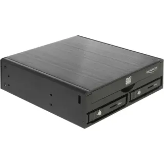 DeLOCK 5.25" Wechselrahmen für 1 x 5.25" Slim Laufwerk + 2 x 2.5" SATA HDD / SSD, Einbaurahmen (schwarz)