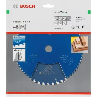 Bosch Professional EXPERT Wood Kreissägeblatt, Ø 190mm, 40Z (Bohrung 30mm, für Handkreissägen)