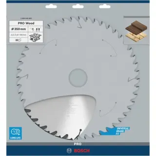 Bosch Professional PRO Wood Kreissägeblatt, Ø 350mm, 32Z (Bohrung 30mm, für Tischkreissägen)