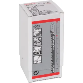 Bosch Professional Stichsägeblatt T 244 D Speed for Wood, 100mm (100 Stück)