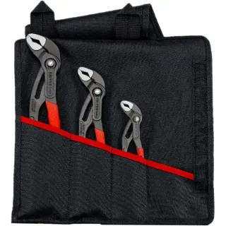 KNIPEX Cobra Zangen-Set, 3-teilig (rot, gezahnte Griffflächen, integrierter Klemmschutz)
