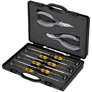KNIPEX Elektronikzangen-Set ESD, 8-teilig (schwarz/grau, Ausführung ESD, elektrisch ableitend)