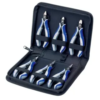 KNIPEX Präzisions-Elektronikzangen-Set, 6-teilig (grau/blau)