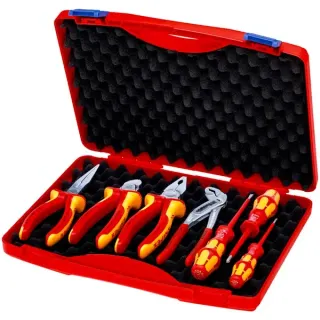 KNIPEX Werkzeug-Box "RED" Elektro Set 2, 7-teilig, Werkzeug-Set (rot/gelb, mit Werkzeug-Sortiment für Elektriker)