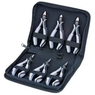 KNIPEX Präzisions-Elektronikzangen-Set ESD, 6-teilig (schwarz/grau, Ausführung ESD, elektrisch ableitend)