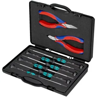 KNIPEX Elektronikzangen-Set, 8-teilig (grau/blau)