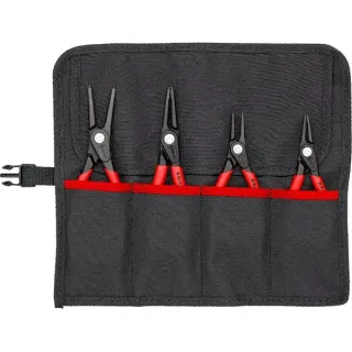 KNIPEX Sicherungsringzangen-Set Ø 12 - 60mm, 4-teilig (rot, 4x gerade Spitzen, in Rolltasche)