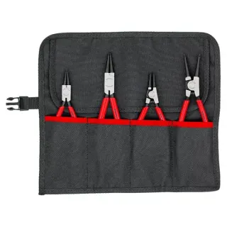 KNIPEX Sicherungsringzangen-Set Ø 12 - 60mm, 4-teilig (rot, 4x gerade Spitzen, in Rolltasche)