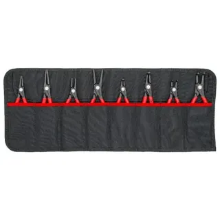 KNIPEX Sicherungsringzangen-Set Ø 10 - 60mm, 8-teilig (rot, 4x gerade Spitzen, 4x 90° Spitzen, in Rolltasche)
