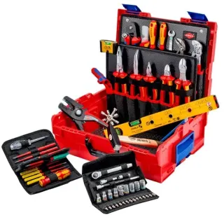 KNIPEX L-BOXX Elektro, 63-teilig, Werkzeug-Set (rot, mit Werkzeug-Sortiment für Elektriker)