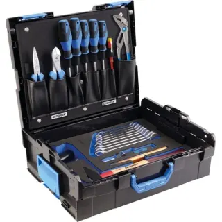 GEDORE Azubi-Sortiment in L-BOXX 136, 23-teilig, Werkzeug-Set (schwarz/blau, inkl. Säge, Zangen, Spannungsprüfer)