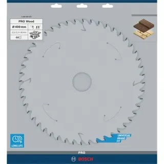 Bosch Professional PRO Wood Kreissägeblatt, Ø 400mm, 60Z (Bohrung 30mm, für Tischkreissägen)