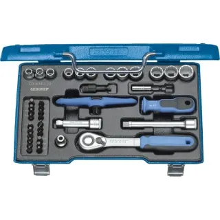 GEDORE Steckschlüssel-Satz 3/8", 40-teilig, Werkzeug-Set (Hebel-Umschaltknarre und Quergriffknarre)