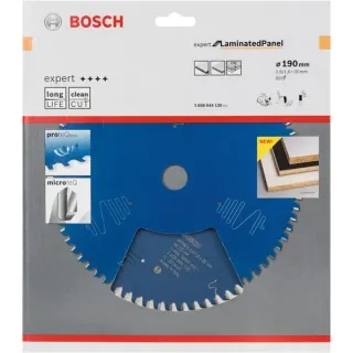 Bosch Professional Kreissägeblatt Expert for Laminated Panel, Ø 190mm, 60Z (Bohrung 30mm, für Handkreissägen)