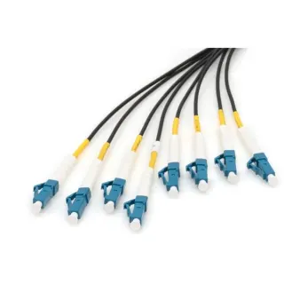 Digitus Glasfaser Universal Breakout Kabel, Duplex, LC/UPC Stecker, Singlemode OS2 (schwarz, 100 Meter, vorkonfektioniert)