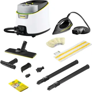 Kärcher SC 4 Deluxe Iron, Dampfreiniger (weiß/schwarz, 2.250 Watt, mit Bodenreinigungsset EasyFix und Dampfdruck-Bügeleisen)